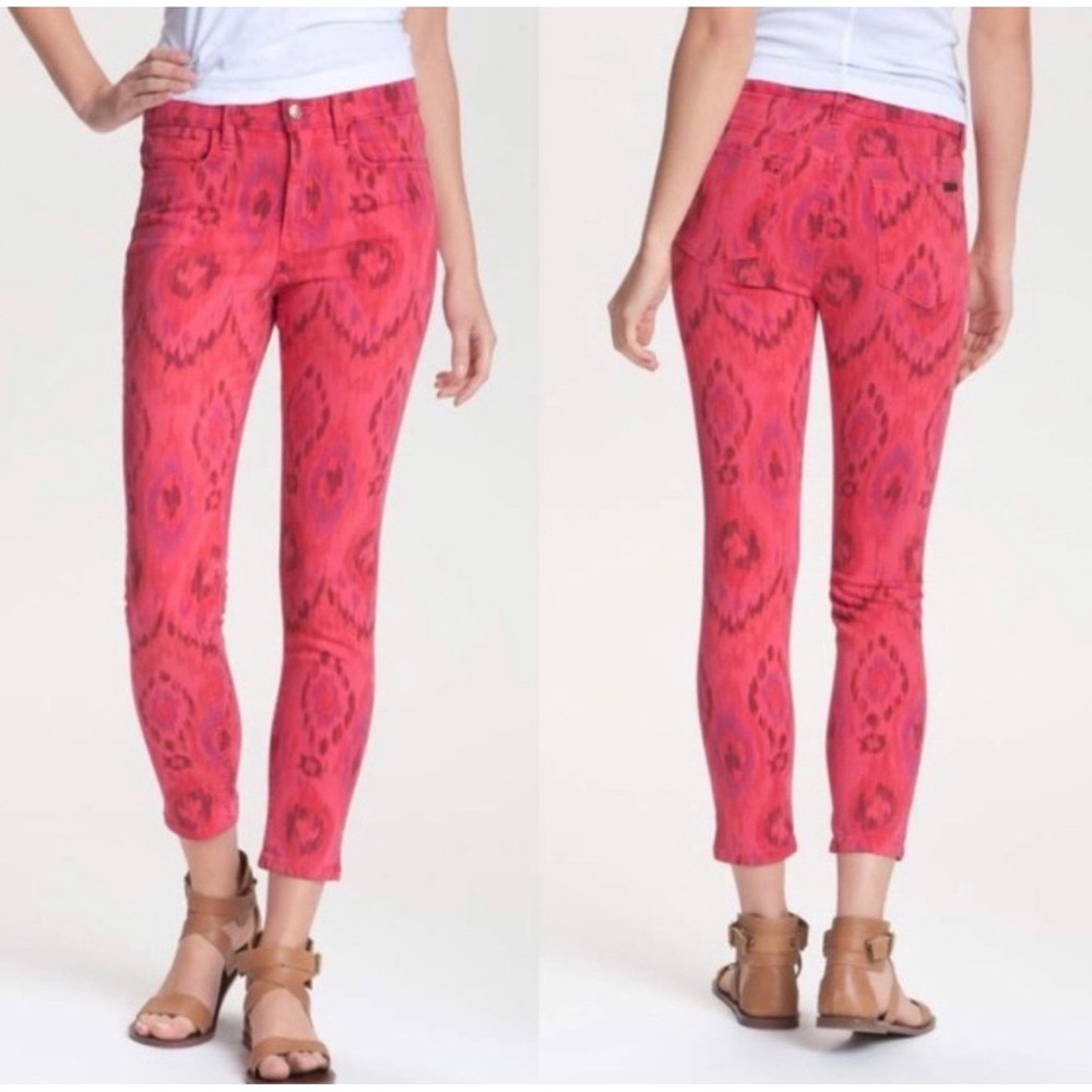 Joes Jeans NWOT Women 30 Skinny Ankle Ikat Print Red Pink Tribal Denim Festival